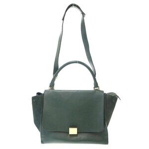 Celine Trapeze Leather Shoulder Bag Green